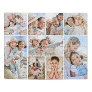 Simple Custom Family Photo Collage Acrylic Jigsaw Puzzle
