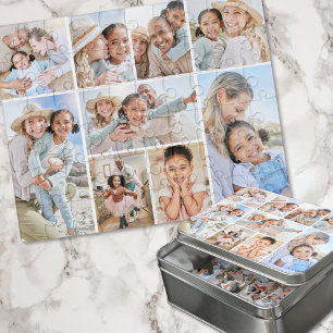 Simple Custom Family Photo Collage Acrylic Jigsaw Puzzle