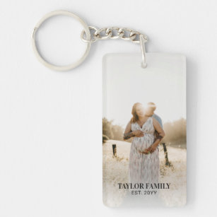 Simple Custom Family Photo & Name Acrylic Keychain