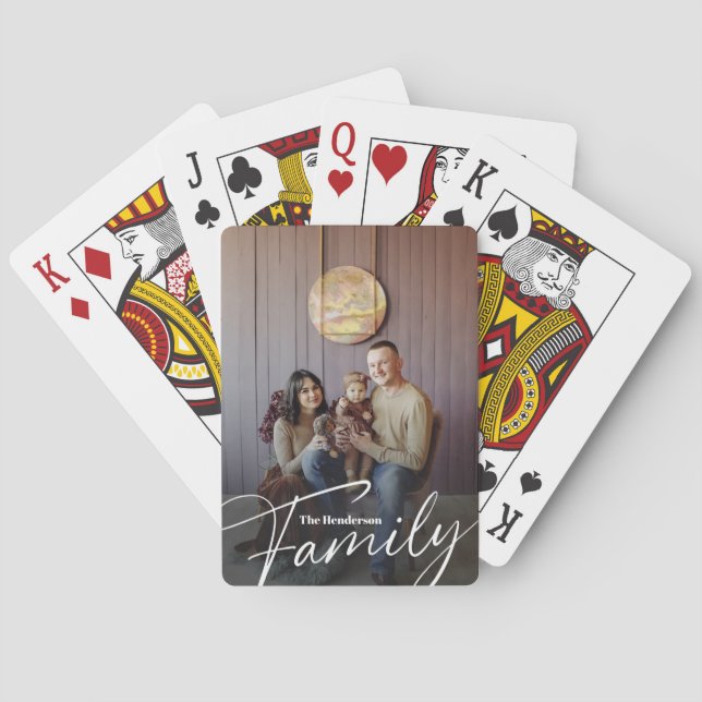 Simple Custom Family Photo Poker Cards (Back)