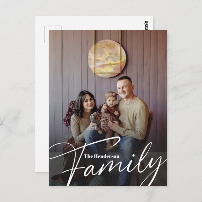 Simple Custom Family Photo Postcard (Front/Back)