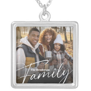 Simple Custom Family Photo Silver Plated Necklace