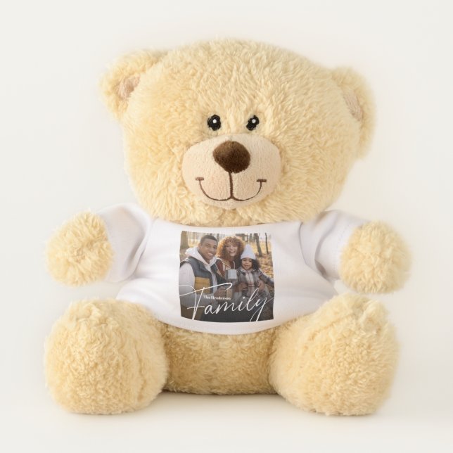 Simple Custom Family Photo Teddy Bear (Front)