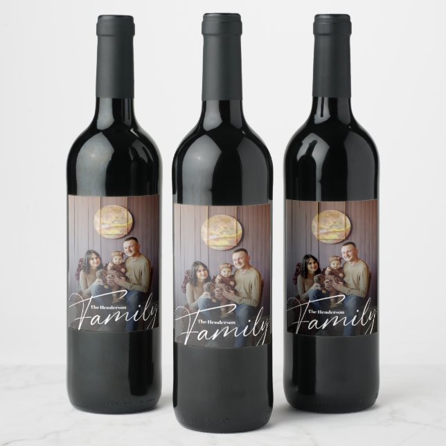 Simple Custom Family Photo Wine Label (Bottles)