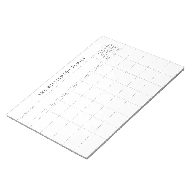 Simple Custom Family Planner Monthly Calendar Notepad 