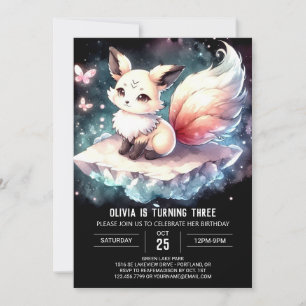 Simple Custom Fox Birthday Invitation