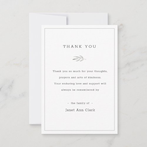 Simple Custom Funeral and Sympathy Thank You Card 