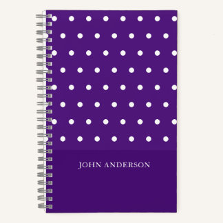 Simple Custom Funky Purple Polka Dots Pattern Notebook