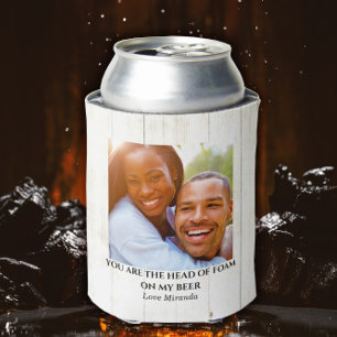 Simple Custom Funny Rustic Love Couple Photo Can Cooler