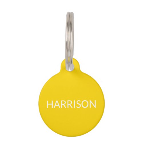 Simple custom golden yellow name dog contact Info Pet ID Tag