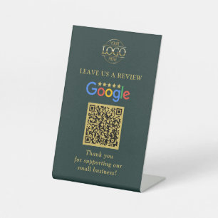 Simple Custom Google Reviews QR Code Business Logo Pedestal Sign