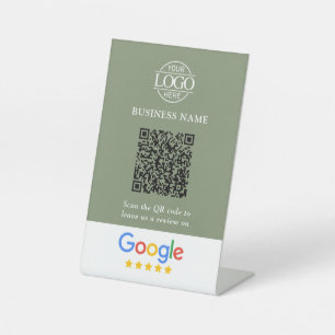 Simple Custom Google Reviews QR Code Business Logo Pedestal Sign