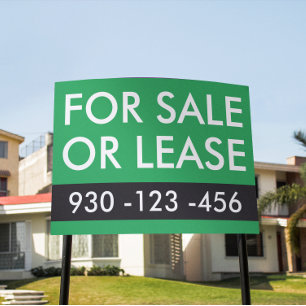 Simple Custom Green White For Sale or Lease Realty Sign