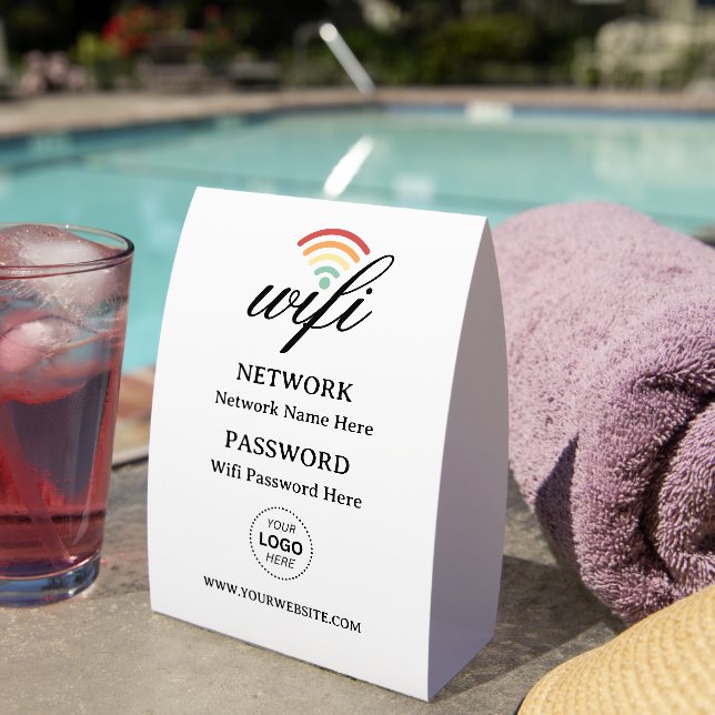 Simple Custom Guest Wifi Password and Network Paper Table Tent (Insitu(On Table))
