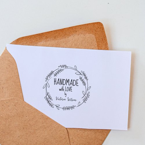 Simple Custom Handmade with love Branches Rubber Stamp
