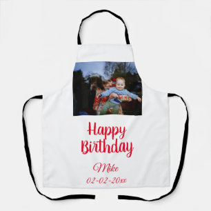 simple custom happy birthday photo invitation apron