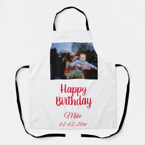 simple custom happy birthday photo  invitation apron
