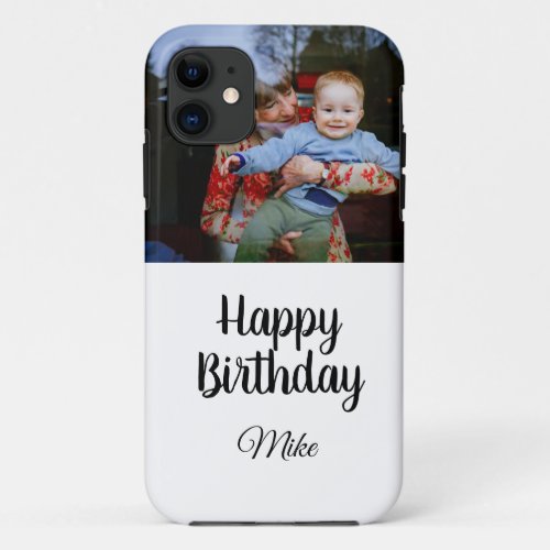 simple custom happy birthday photo  invitation iPhone 11 case