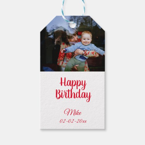 simple custom happy birthday photo  invitation gift tags