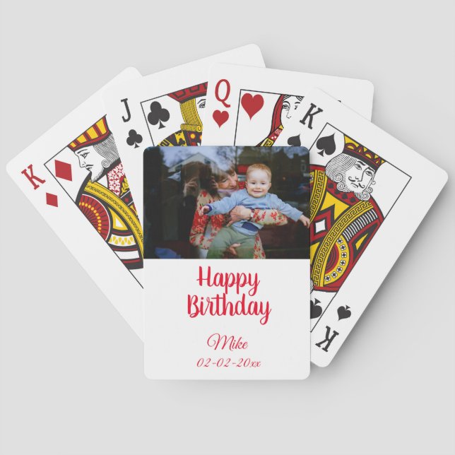simple custom happy birthday photo  invitation poker cards (Back)