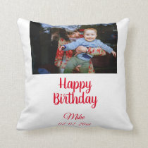 simple custom happy birthday photo  invitation throw pillow