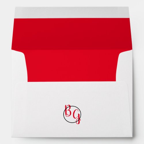 Simple Custom Initials 5x7 Wedding Invitation  Envelope