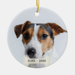 Simple Custom Jack Russell Dog Photo Ceramic Ornament