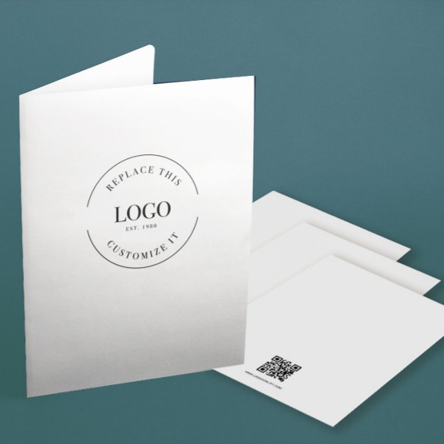 Simple Custom large Business Logo QR CODE website  Pocket Folder (Professional Company folder with logo, website and qr code.)