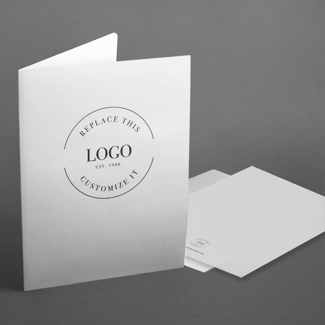 Simple Custom large Business Logo website Grey Pocket Folder (Grey professional presentation folder template. Your logo here.)