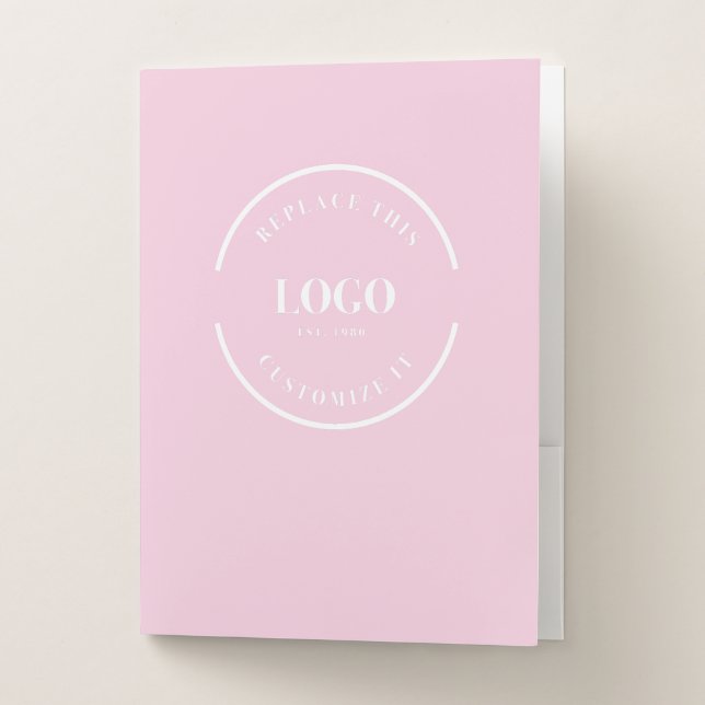 Simple Custom large Business Logo website pink Pocket Folder (Front)