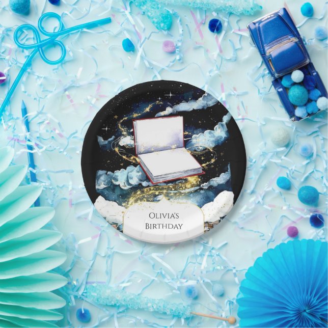 Simple Custom Library Storybook Birthday Paper Plates (Party)