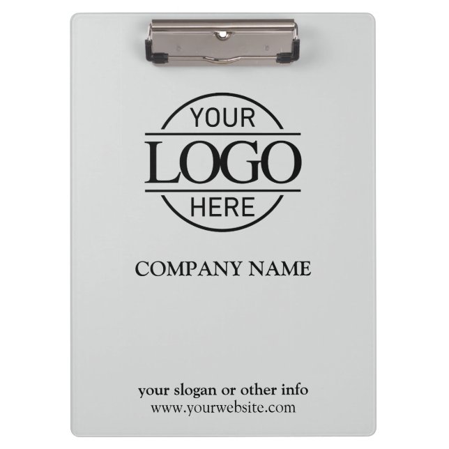 Simple Custom Light Gray Company Business Logo Clipboard (Front)