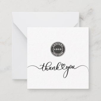 Simple Custom Logo and Business Thank You Note Card | Zazzle