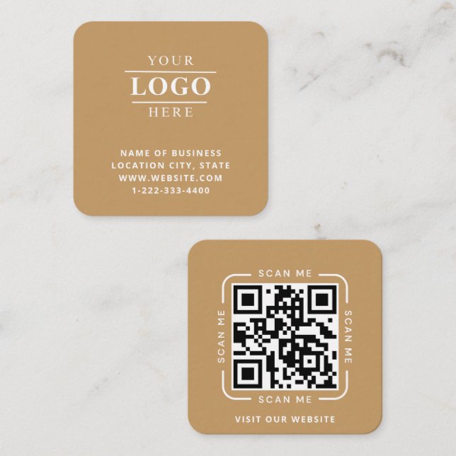 Simple Custom Logo and QR Code Square Business Card (Front/Back)