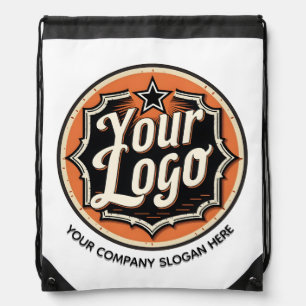 Simple Custom Logo and Text Business Drawstring Bag