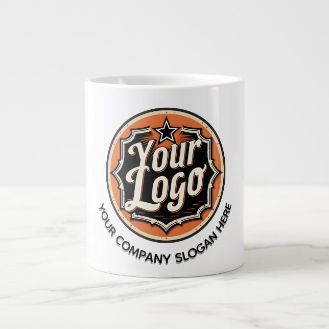 Simple Custom Logo and Text Business Giant Coffee Mug (Front)
