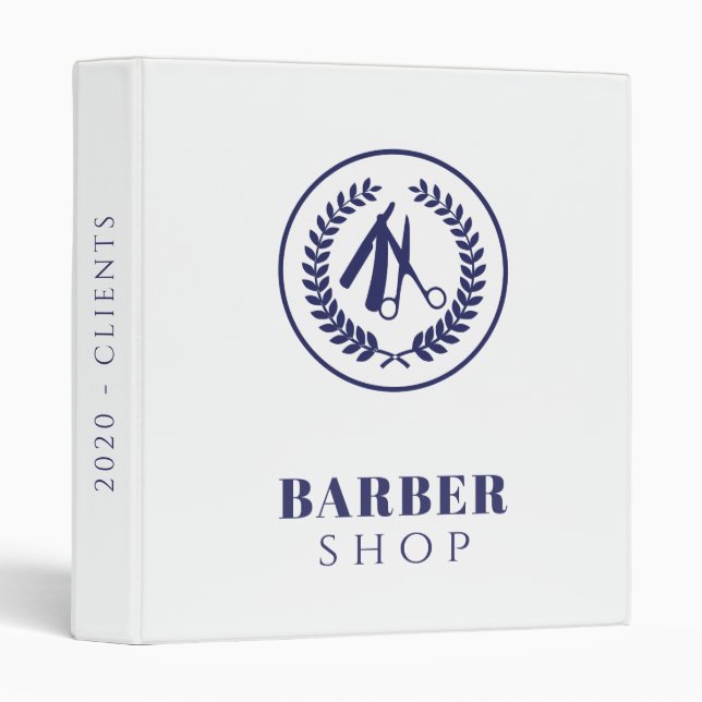 Simple custom logo barber salon appointment book 3 ring binder (Front/Spine)