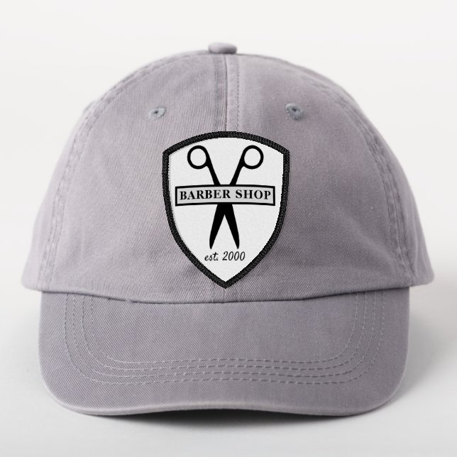 Simple custom logo barbershop business name patch (On Headwear)