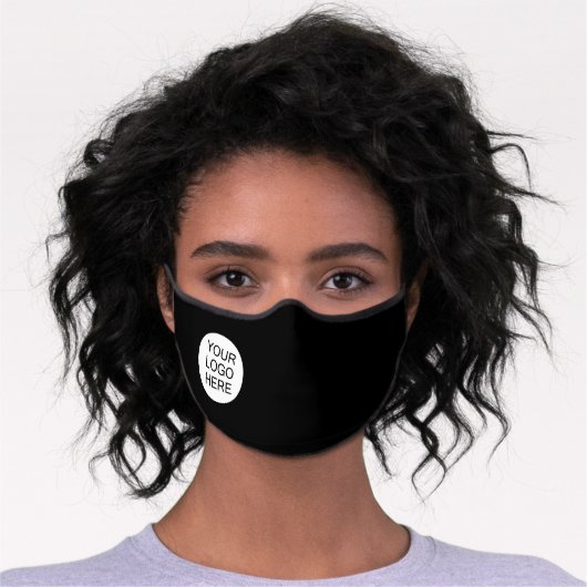 Simple Custom Logo Black Business Premium Face Mask (Worn)