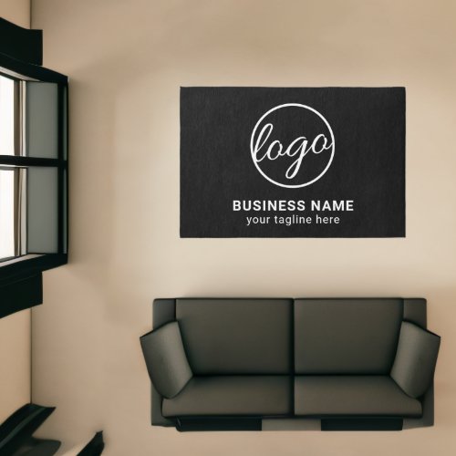 Simple Custom Logo Black Business Rug