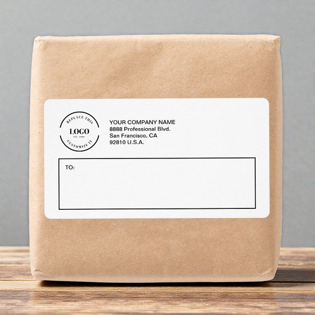 Simple Custom logo Business Return Address  Label (Customizable Return address shipping label with logo.)