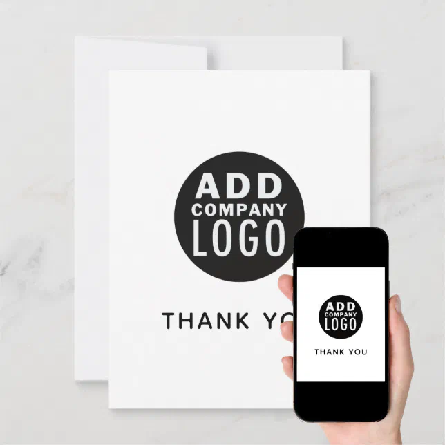 Simple Custom Logo Business Thank You Card | Zazzle