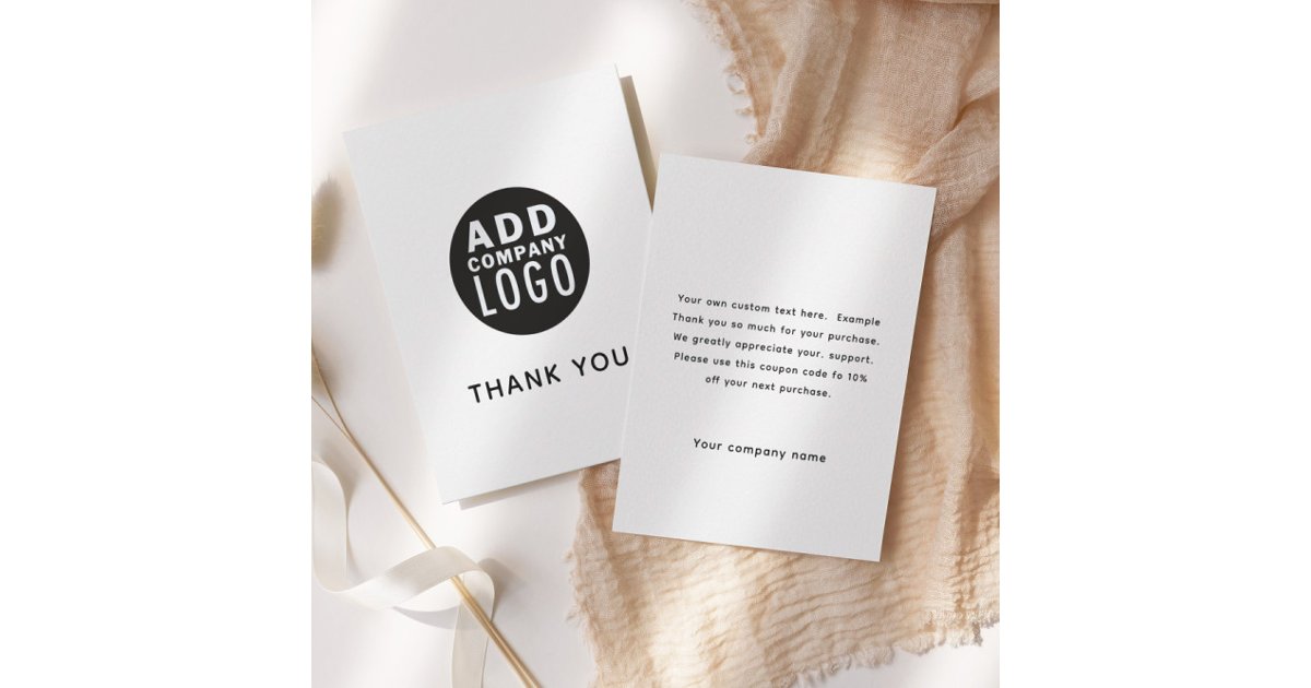 Simple Custom Logo Business Thank You Card | Zazzle