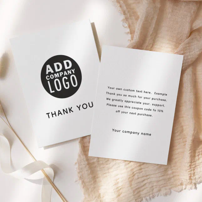 Simple Custom Logo Business Thank You Card | Zazzle