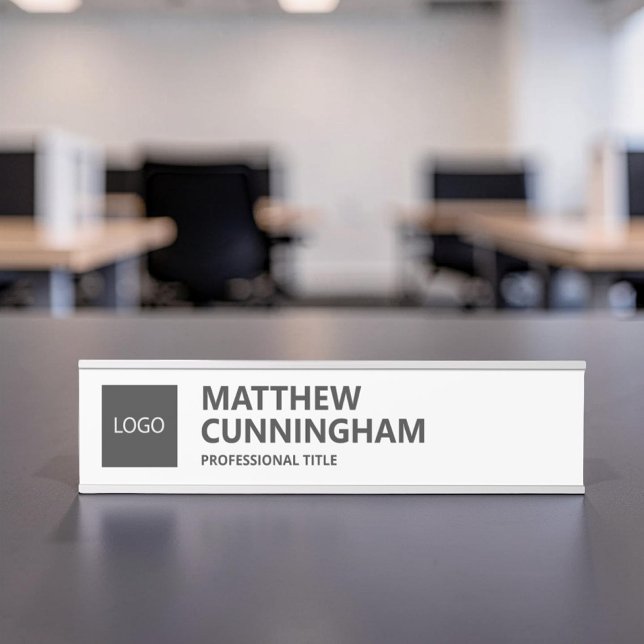 Simple Custom Logo Employee Name Job Title Door Sign (Creator Uploaded)