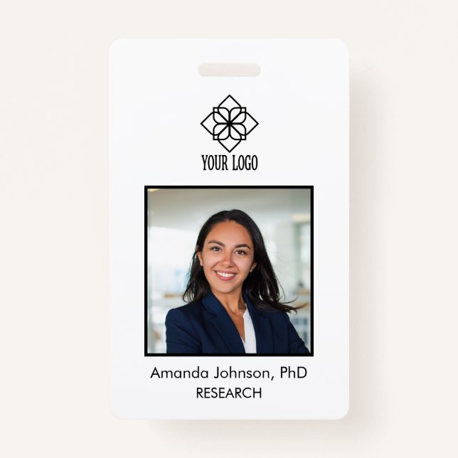 Simple Custom Logo Employee Photo ID  Badge (Front)