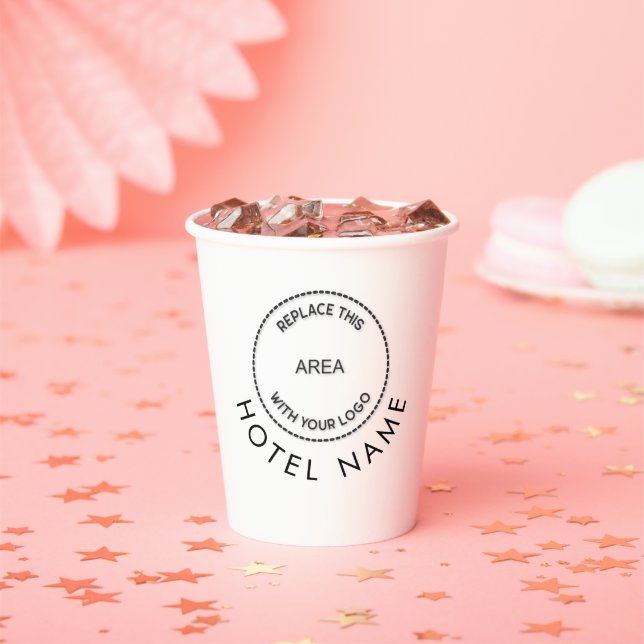 Simple Custom Logo Hotel Name Any Color  Paper Cups (Insitu)