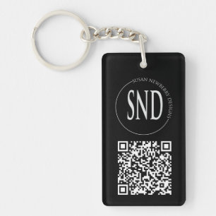 Simple Custom Logo QR Code Business Keychain