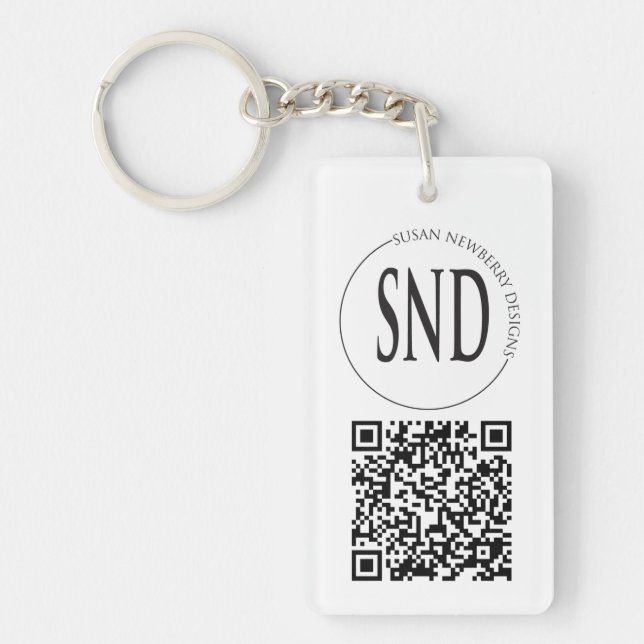 Simple Custom Logo QR Code Business Keychain (Front)