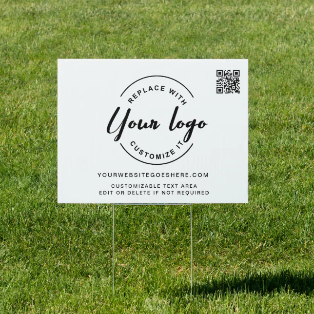 Simple Custom Logo QR code business outdoor Sign | Zazzle